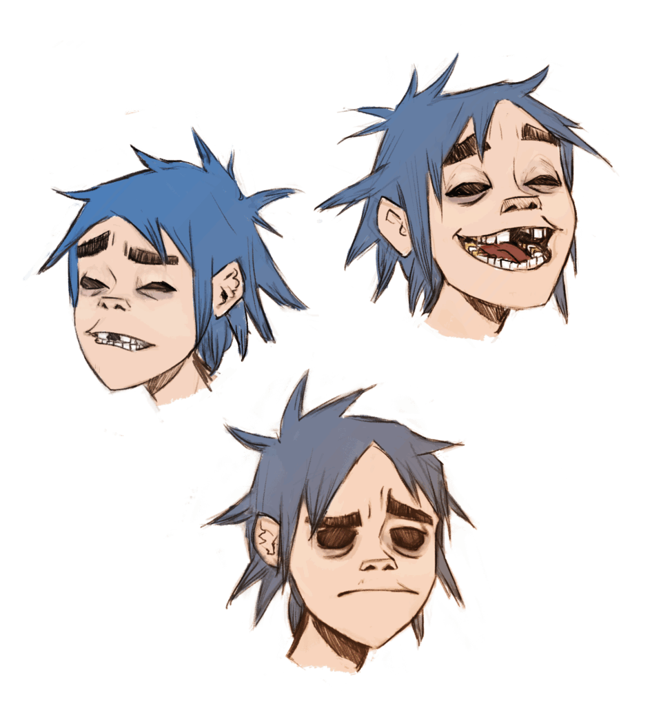 Sketches of 2D from the band Gorillaz